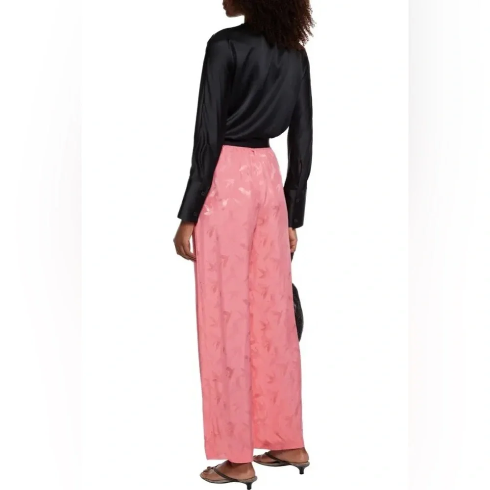 MAJE Pink Bubblegum Pala Satin-Jacquard Wide-Leg Pants. Size 36 - Picture 3 of 16